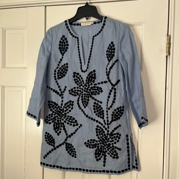 Tory Burch Embroidered Linen Tunic - Picture 3 of 10